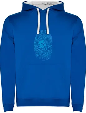 Felpa Con Cappuccio Mtb Fingerprint Two-colour Royal Blue / White - Kruskis - FashionsVida