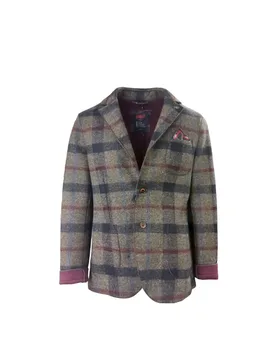 Giacca Monopetto Grigio Blu A23CHALK378 T378 - Bob - FashionsVida