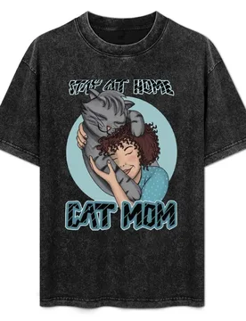 Stay at home cat mom T-Shirt Casual Everyday Short Sleeve T-Shirt - Aliexpress - FashionsVida