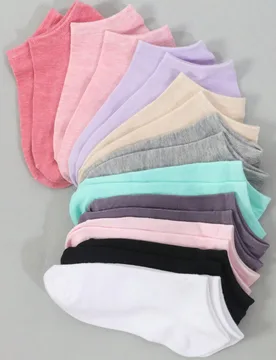 Pares de calcetines cortos de tobillo para mujer, delgados, casuales, de moda, de verano, con empeine bajo 10 pares blancos - Shein - FashionsVida