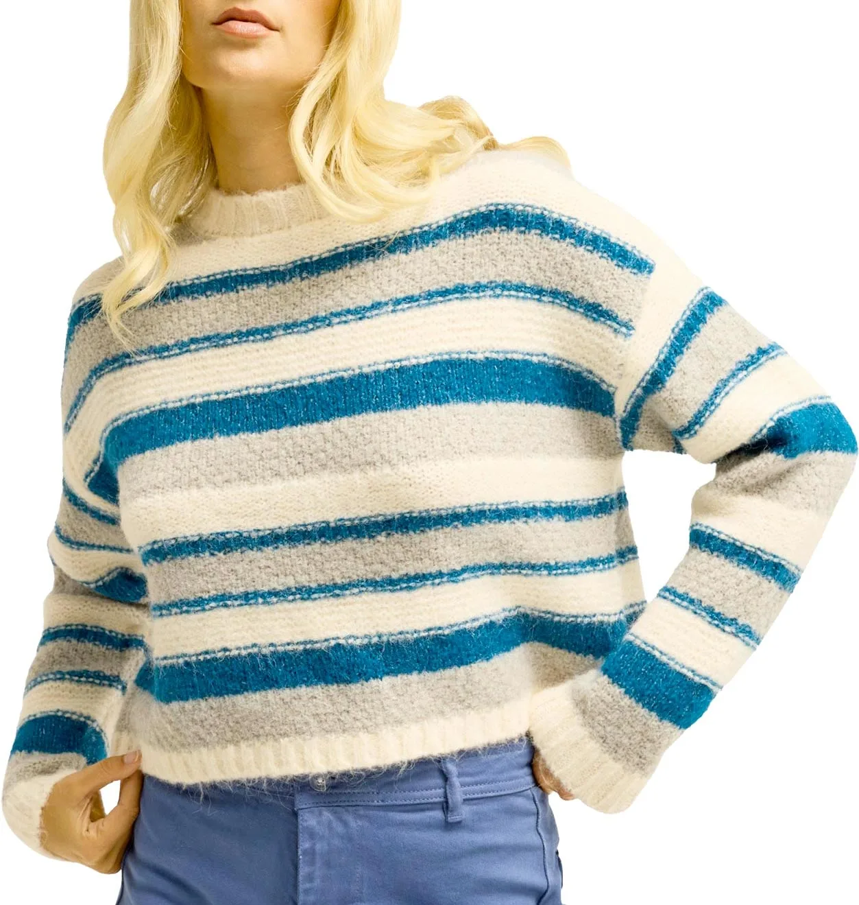 Pull en maille rayé - Soft Breeze Pullover White Cap - Taille M - Beige - Billabong - FashionsVida