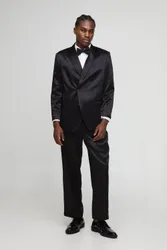 Herren Gerade geschnittener Blazer mit Hochglanz-Finish Black Größe 36