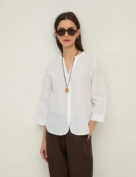 Blusa de mujer de lino y algodón con manga francesa - Yerse - FashionsVida