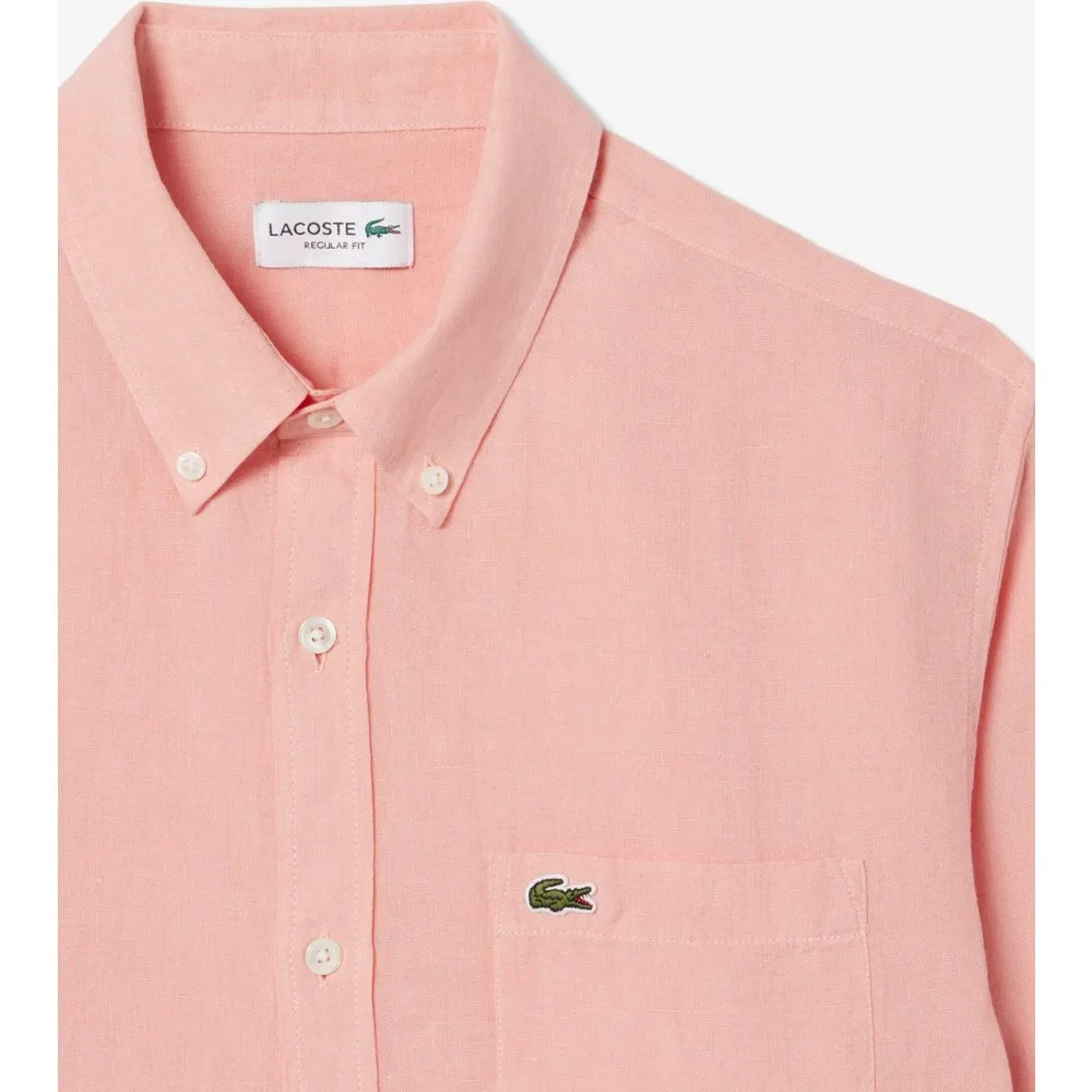 Camisa de hombre de lino de corte regular - Lacoste - FashionsVida