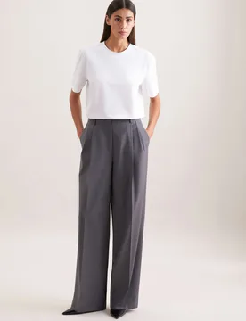 Bundfaltenhose aus einer Wollmischung Grau 46 - Seidensticker - FashionsVida