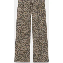 Vaquero wide leg de mujer con estampado leopardo