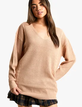 Womens V Neck Oversized Jumper - Rose - Size Medium - Boohoo - FashionsVida