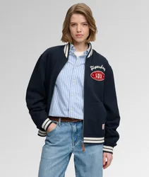 Superdry Damen Country Club Jersey Bomberjacke Navy - Größe: 38