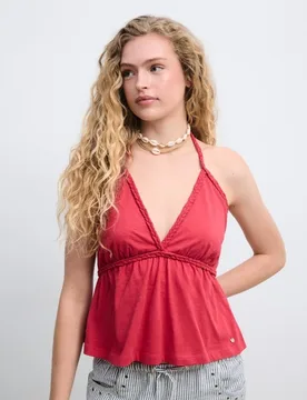 Top de mujer halter con trenza lisa - Green Coast - FashionsVida