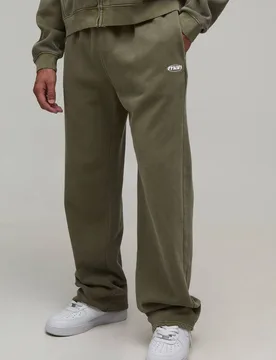 Herren Gerade Geschnittene Herren Sport-gewaschene Jogginghose Washed Khaki Größe Large - boohooMAN - FashionsVida