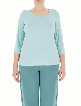 T-shirt in viscosa AZZURRO L - PERSONA by MARINA RINALDI - FashionsVida