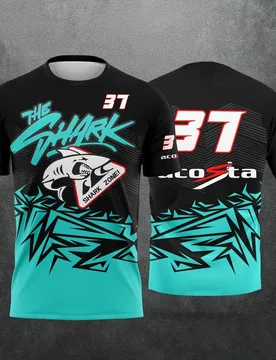 New Model No. 37 Rider Pedro Acosta Shark Logo Fun T-Shirt Short Sleeve Motorcycle Racing Fans Round Neck Sportwear Man Top - Aliexpress - FashionsVida