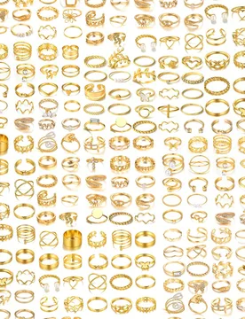 Juego de 68/47/24/23/22 piezas de anillos apilables de moda minimalista elegante y exquisita, diseño vintage con cinta geométrica, flor, hoja, coraz - Shein - FashionsVida