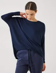 Jersey Wide Batwing Sleeve Top Navy female