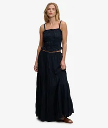 Superdry Damen Stufiger Maxirock Navy - Größe: 40