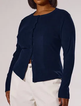 Blusa de manga larga con botones y ajuste ceñido, elegante y clásica, ideal para vacaciones y días festivos, romántica estilo 90s y Y2K, perfecta - Shein - FashionsVida