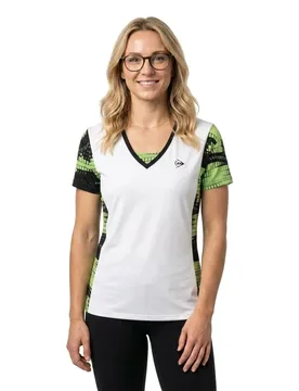 Game 1 Short Sleeve T-shirt White/Black/Fair Green L - Dunlop - FashionsVida