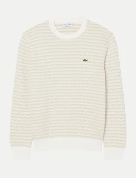 Strickpullover aus Baumwolljacquard Weiß XL - Lacoste - FashionsVida