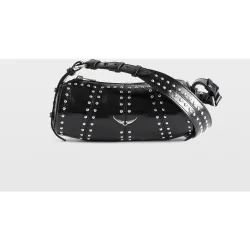 Zadig & Voltaire - Bolso pequeño de charol de efecto vintage con tachuelas