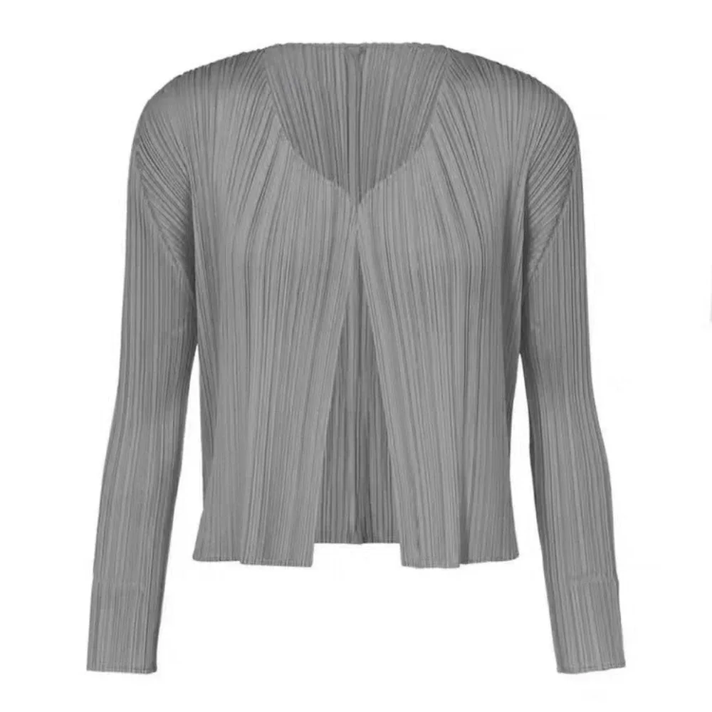 ISSEY Basic Slim-Fitting Solid-Ruffled Short Coat with Open-Back Blazer in Lightweight Material - Aliexpress - FashionsVida
