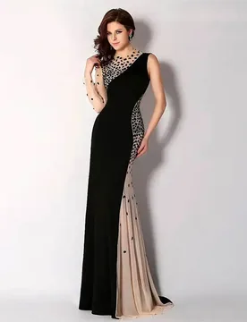 Customized Graceful Black Naked Evening Dresses One Shoulder Long Sleeves Mermaid Contrast Prom Gowns vestidos de gala 2025 - Aliexpress - FashionsVida