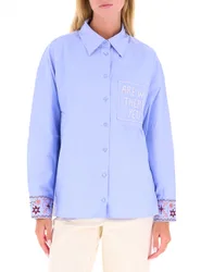 Camicia con ricami AZZURRO POLVERE 44