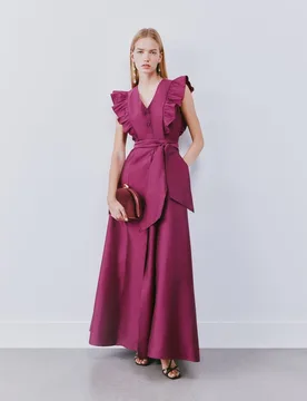 Vestido largo sin mangas con cuello pico - Woman Fiesta El Corte Inglés - FashionsVida
