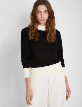 Jersey de mujer bicolor con cuello perkins - Trucco - FashionsVida