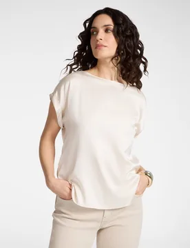 Blusa de mujer de satén ajuste regular con línea recta - Elena Miró - FashionsVida