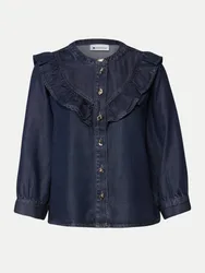 Jeansbluse mit Rüschen-Details Blau 38