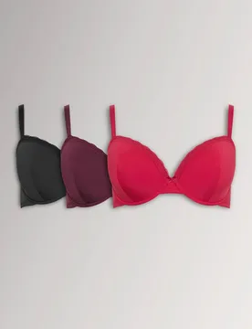 Women's 3 Pack Lace Trim Padded Bras in Red Size: 44F - Red - Size: 44F - Yours - FashionsVida