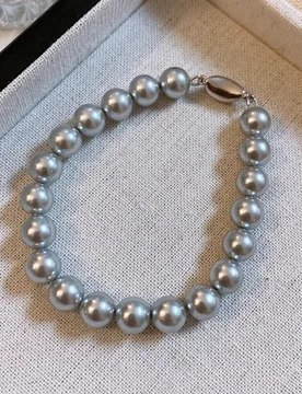 New 925 silver ingot clasp Akoya pearl bracelet for women, elegant French vintage gray-blue high-end jewelry - Aliexpress - FashionsVida