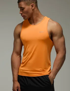 Herren Herren Aktiv Lauf Tanktop Neon-Orange Größe XL - boohooMAN - FashionsVida