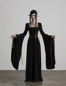 A long dress with blend of and silk flared sleeves cutouts cinched waist - Aliexpress - FashionsVida