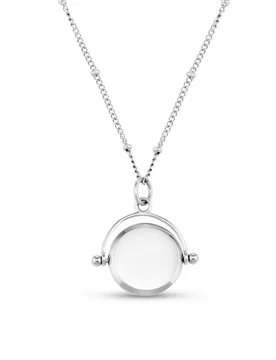 LUXE Faceted Disc Spinner Necklace - Silver - Orelia London - FashionsVida
