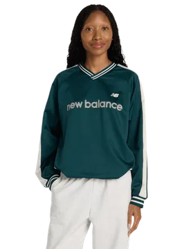 Satin Woven Pullover Damen Sweatshirts - Grün - Größe S - Poly Jersey Green S - New Balance - FashionsVida
