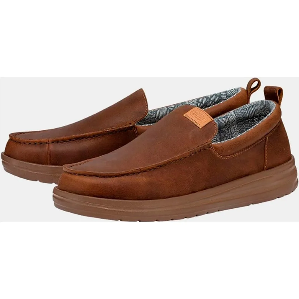 Mocasines de hombre de piel y forro estampado - HeyDude - FashionsVida