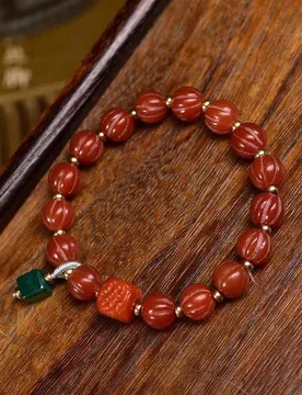 Natural beaded bracelet, single-loop Tibetan-style Buddhist beads, malachite and southern agate accessories, red b - Aliexpress - FashionsVida