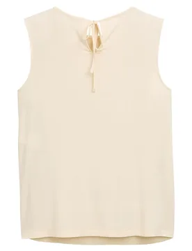 Maglietta Senza Maniche Plissee Crew Neck Champagne S - Tom tailor - FashionsVida