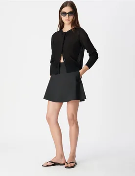 Falda corta de tafetán con bolsillos - IKKS - FashionsVida