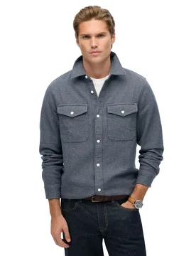 Chemise à Manches Longues Merchant Heavy Flannel Indigo Blue Grindle S - Superdry - FashionsVida