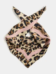Satin Printed Neckerchief Brown Mix female