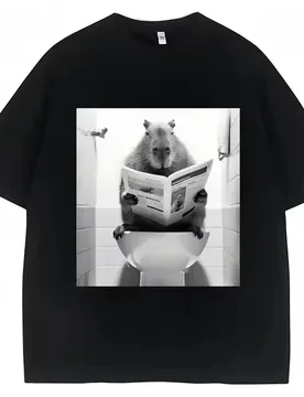 Funny Capybara Bathroom Graphic Men Clothing Tee Shirt Homme New in Top short sleeve Round Neck Printing Pullover T-Shirt 33390 - Aliexpress - FashionsVida