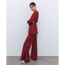 Pantalón traje abertura bajo de mujer