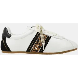 Zapatillas deportivas de mujer en piel con cordones