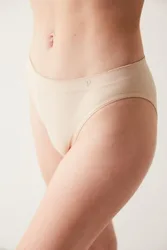 Womens Mid-Waist Jersey Brief - Beige - Size Small/medium