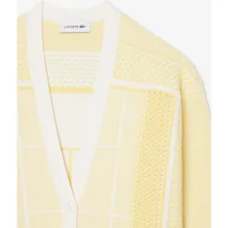Chaqueta de mujer de punto larga de jacquard con pista de tenis en de manga larga
