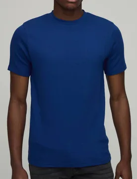 Herren Slim Fit Waffel T-Shirt Navy Größe Small - boohooMAN - FashionsVida