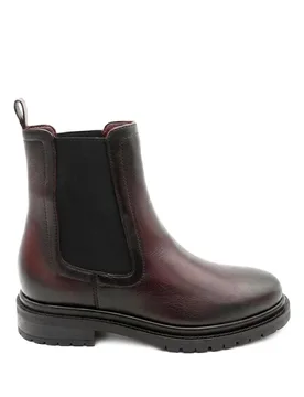 Leather Chelsea Block Heel Ankle Boots Burgundy female - Jones Bootmaker - FashionsVida