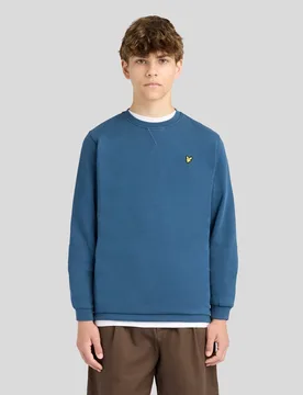 Kids Cotton Crew Neck Sweatshirt Aegean Blue - Lyle & Scott - FashionsVida